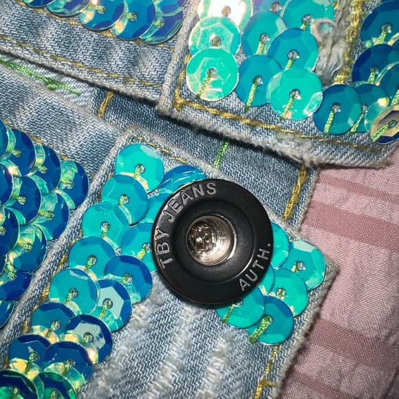 SEQUIN EMBROIDERED DENIM JACKET DEMI X FREE PEOPLE - Picture 8 of 8